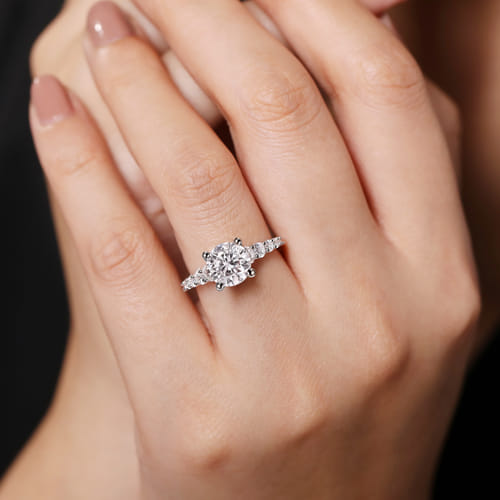 14K White Gold Round Diamond Engagement Ring