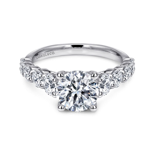 14K White Gold Round Diamond Engagement Ring