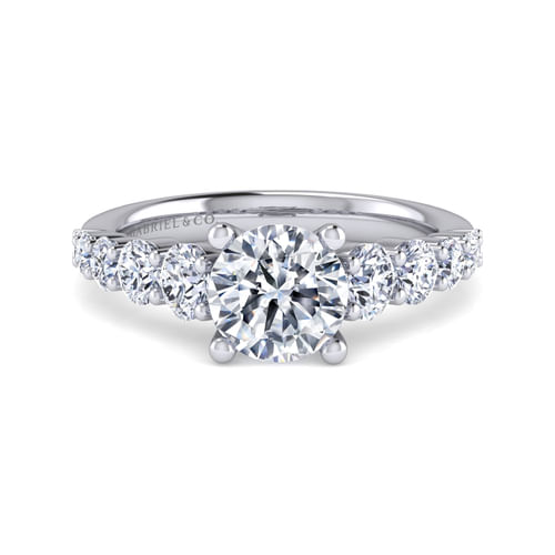 14K White Gold Round Diamond Engagement Ring
