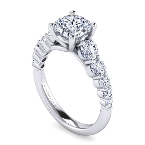 14K White Gold Round Diamond Engagement Ring
