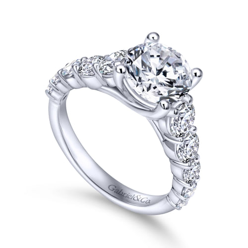 14K White Gold Round Diamond Engagement Ring