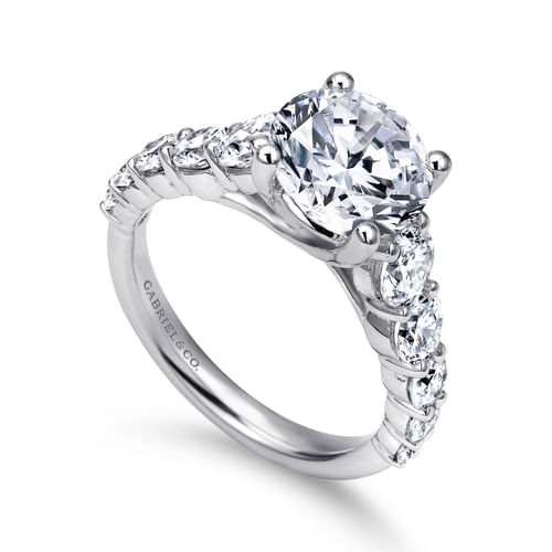 14K White Gold Round Diamond Engagement Ring