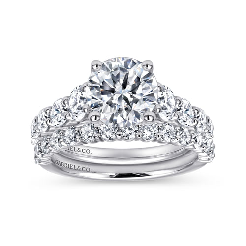 14K White Gold Round Diamond Engagement Ring