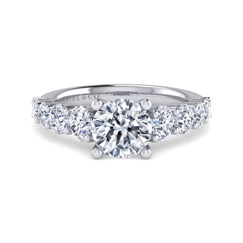 14K White Gold Round Diamond Engagement Ring