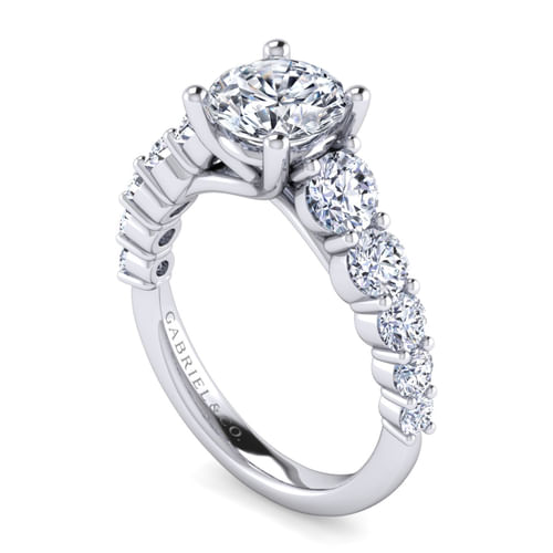 14K White Gold Round Diamond Engagement Ring