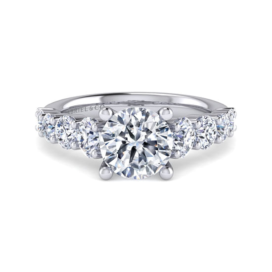 Gabriel - 14K White Gold Round Diamond Engagement Ring