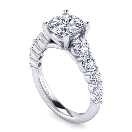 14K White Gold Round Diamond Engagement Ring