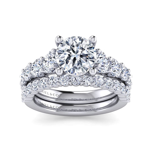 14K White Gold Round Diamond Engagement Ring