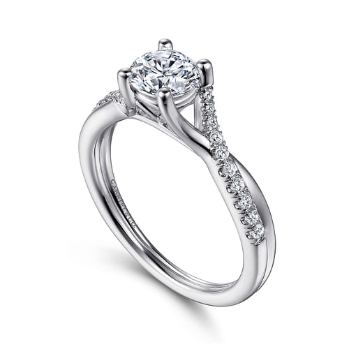 14K White Gold Round Diamond Engagement Ring