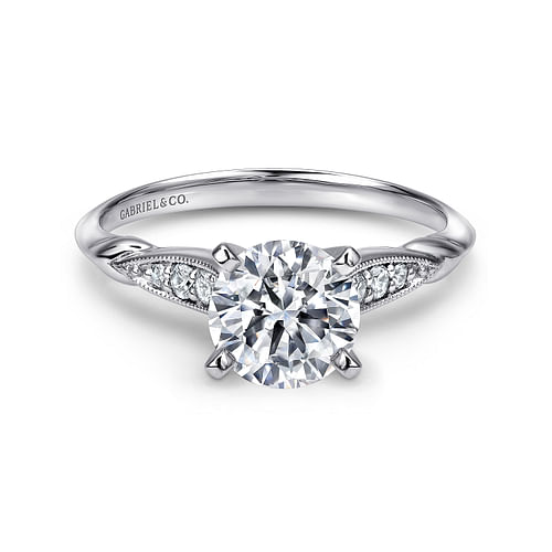 14K White Gold Round Diamond Engagement Ring