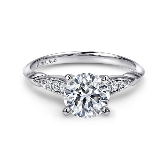 Gabriel - 14K White Gold Round Diamond Engagement Ring