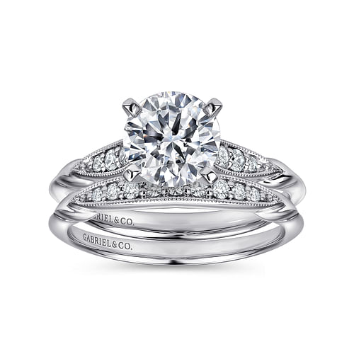 14K White Gold Round Diamond Engagement Ring