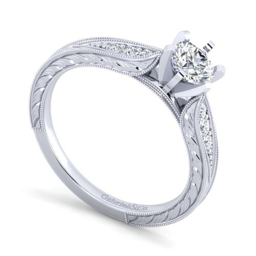 14K White Gold Round Diamond Engagement Ring