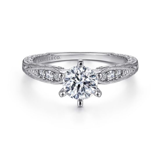 Gabriel - 14K White Gold Round Diamond Engagement Ring