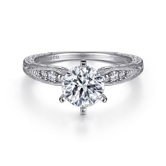 Gabriel - 14K White Gold Round Diamond Engagement Ring