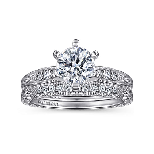 14K White Gold Round Diamond Engagement Ring