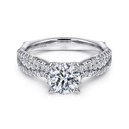 14K White Gold Round Diamond Engagement Ring