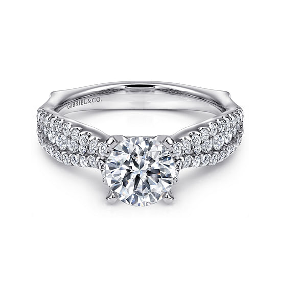 Gabriel - 14K White Gold Round Diamond Engagement Ring