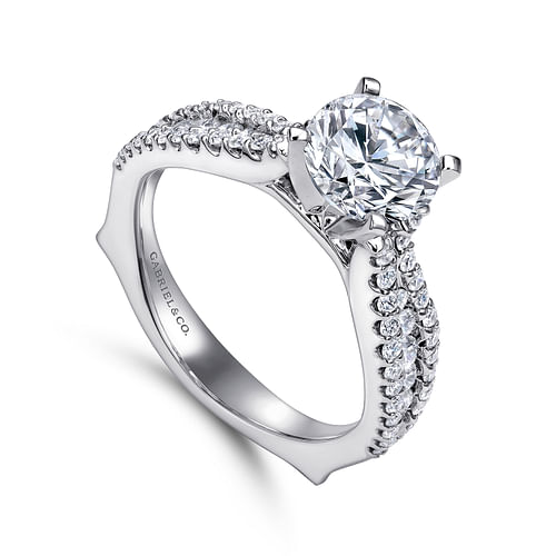 14K White Gold Round Diamond Engagement Ring