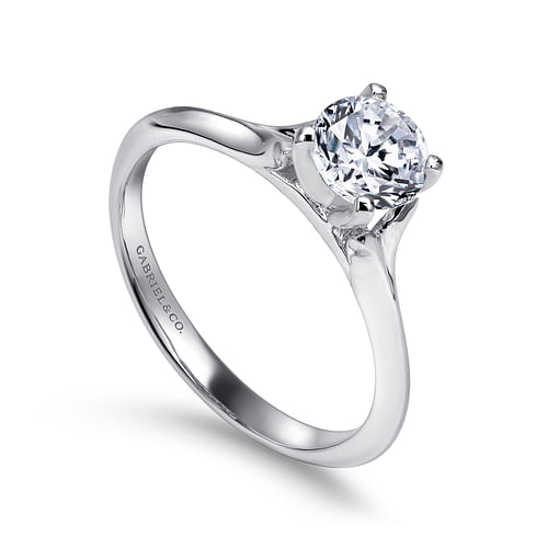 14K White Gold Round Diamond Engagement Ring