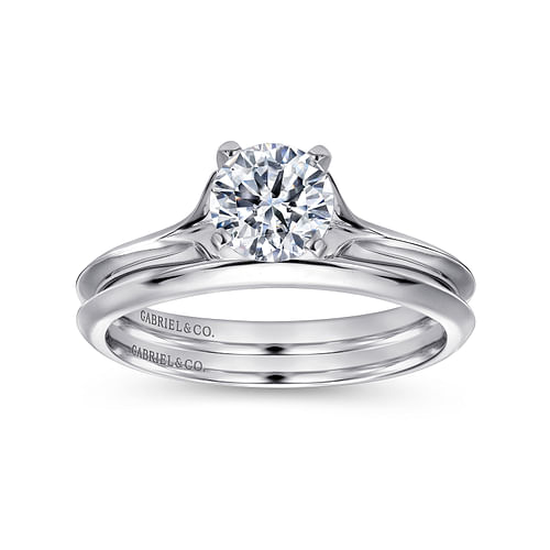 14K White Gold Round Diamond Engagement Ring