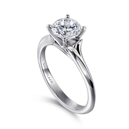 14K White Gold Round Diamond Engagement Ring