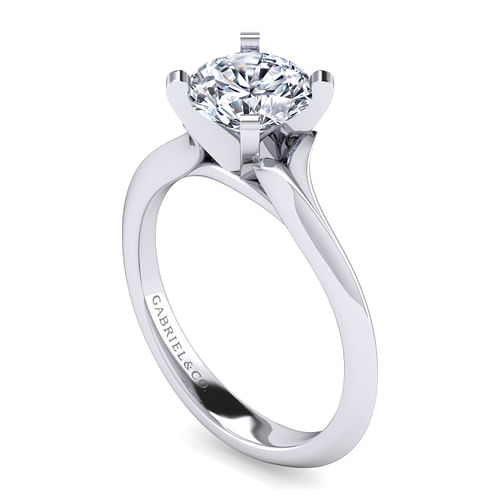 14K White Gold Round Diamond Engagement Ring