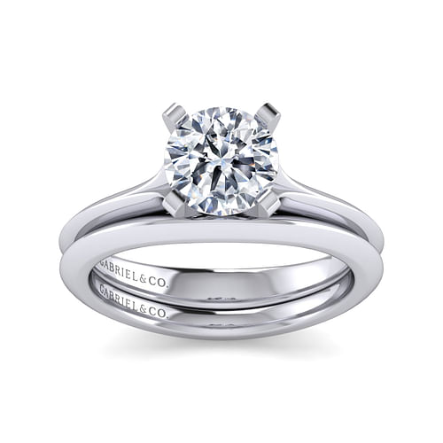 14K White Gold Round Diamond Engagement Ring