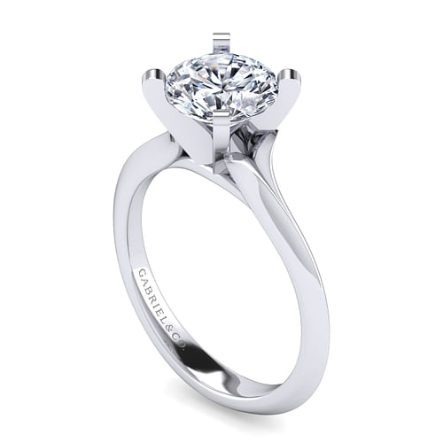 14K White Gold Round Diamond Engagement Ring