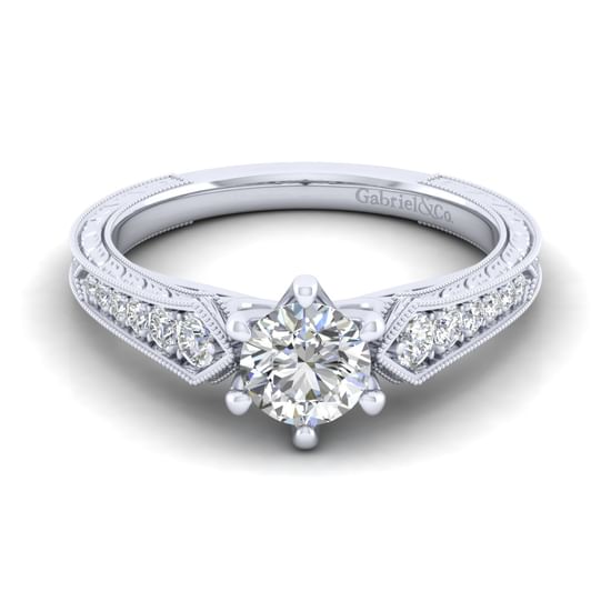 Gabriel - 14K White Gold Round Diamond Engagement Ring