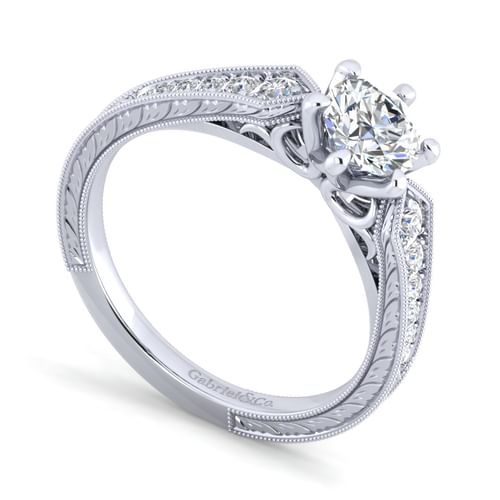 14K White Gold Round Diamond Engagement Ring