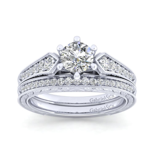 14K White Gold Round Diamond Engagement Ring