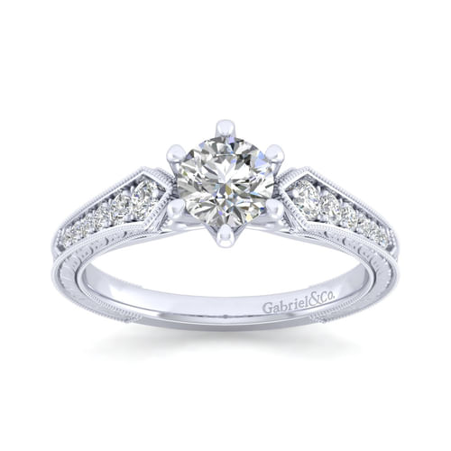 14K White Gold Round Diamond Engagement Ring