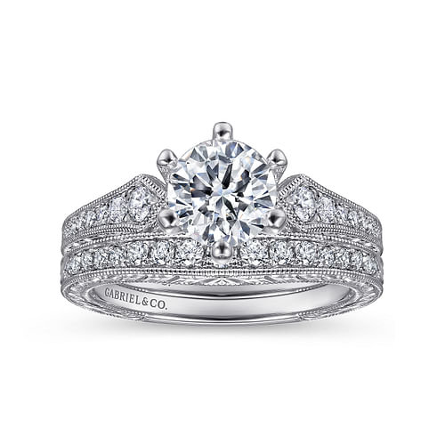 14K White Gold Round Diamond Engagement Ring
