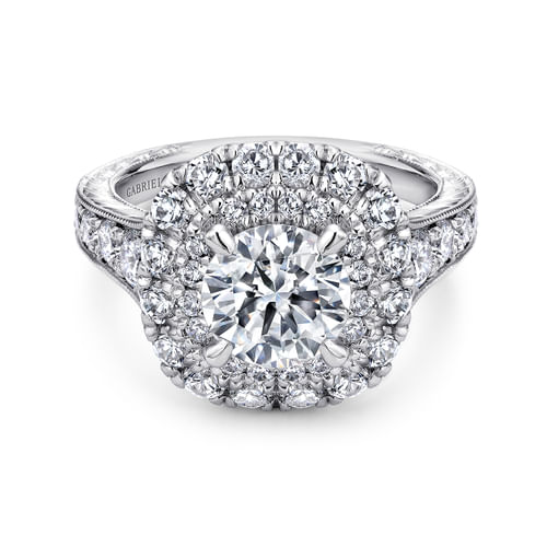 14K White Gold Round Diamond Engagement Ring