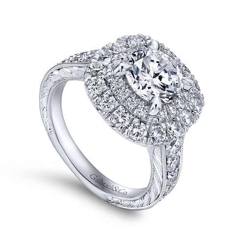 14K White Gold Round Diamond Engagement Ring