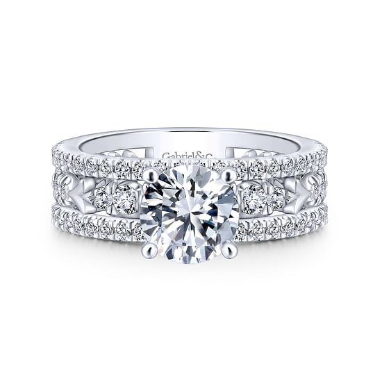 Gabriel - 14K White Gold Round Diamond Engagement Ring