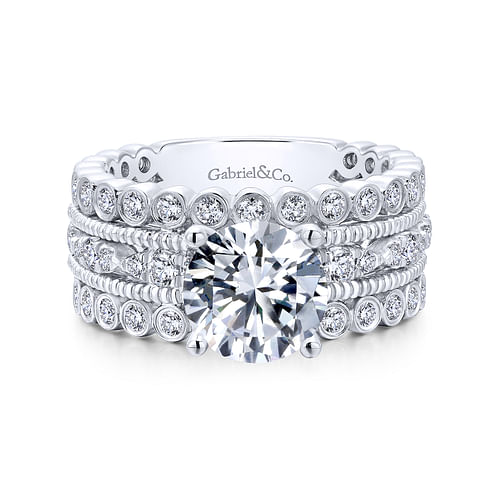 14K White Gold Round Diamond Engagement Ring