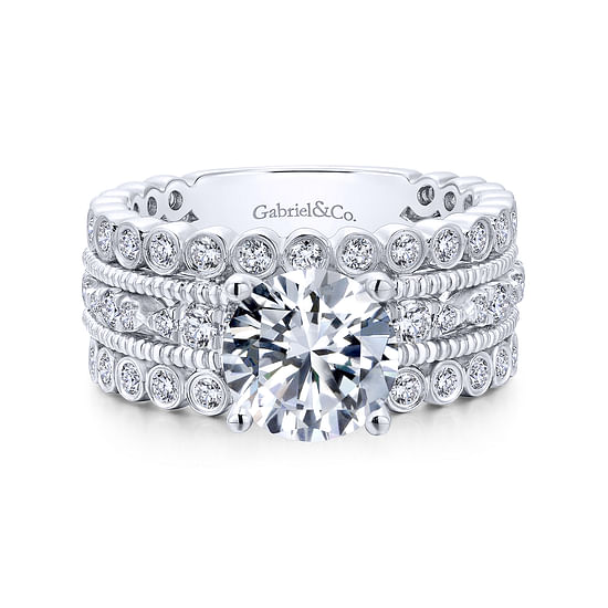 Gabriel - 14K White Gold Round Diamond Engagement Ring