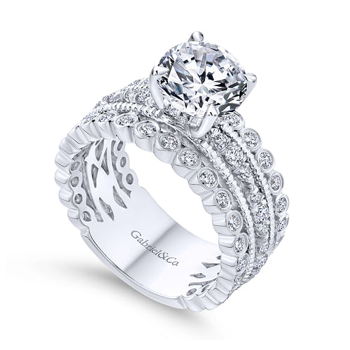 14K White Gold Round Diamond Engagement Ring