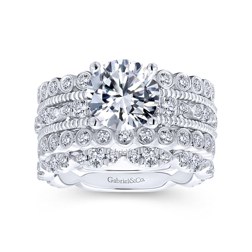 14K White Gold Round Diamond Engagement Ring