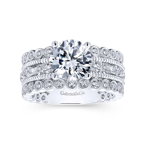 14K White Gold Round Diamond Engagement Ring