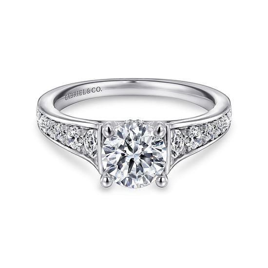 Gabriel - 14K White Gold Round Diamond Engagement Ring