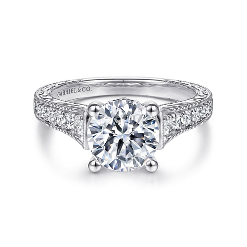 14K White Gold Round Diamond Engagement Ring