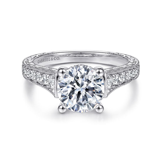 Gabriel - 14K White Gold Round Diamond Engagement Ring