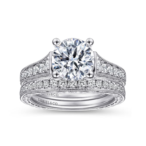 14K White Gold Round Diamond Engagement Ring