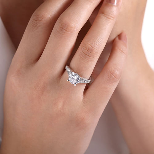 14K White Gold Round Diamond Engagement Ring