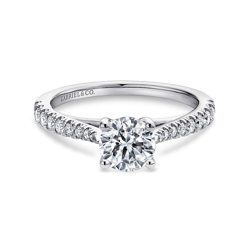 14K White Gold Round Diamond Engagement Ring