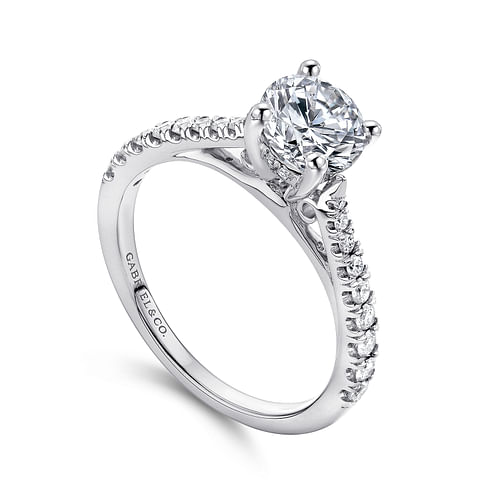 14K White Gold Round Diamond Engagement Ring