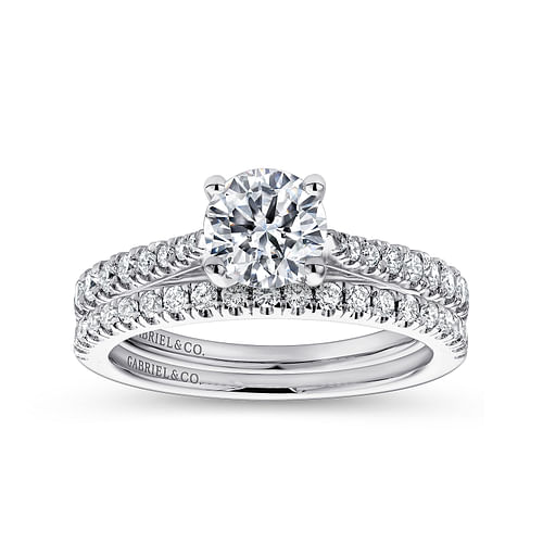 14K White Gold Round Diamond Engagement Ring